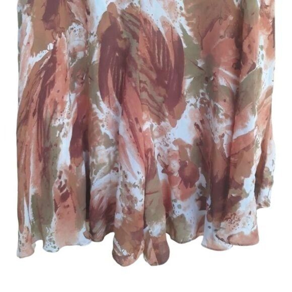 Vtg 80's Womens Pants Culottes High Rise Wide Leg Flowy Brush Stroke Peach Sz M - Picture 5 of 7